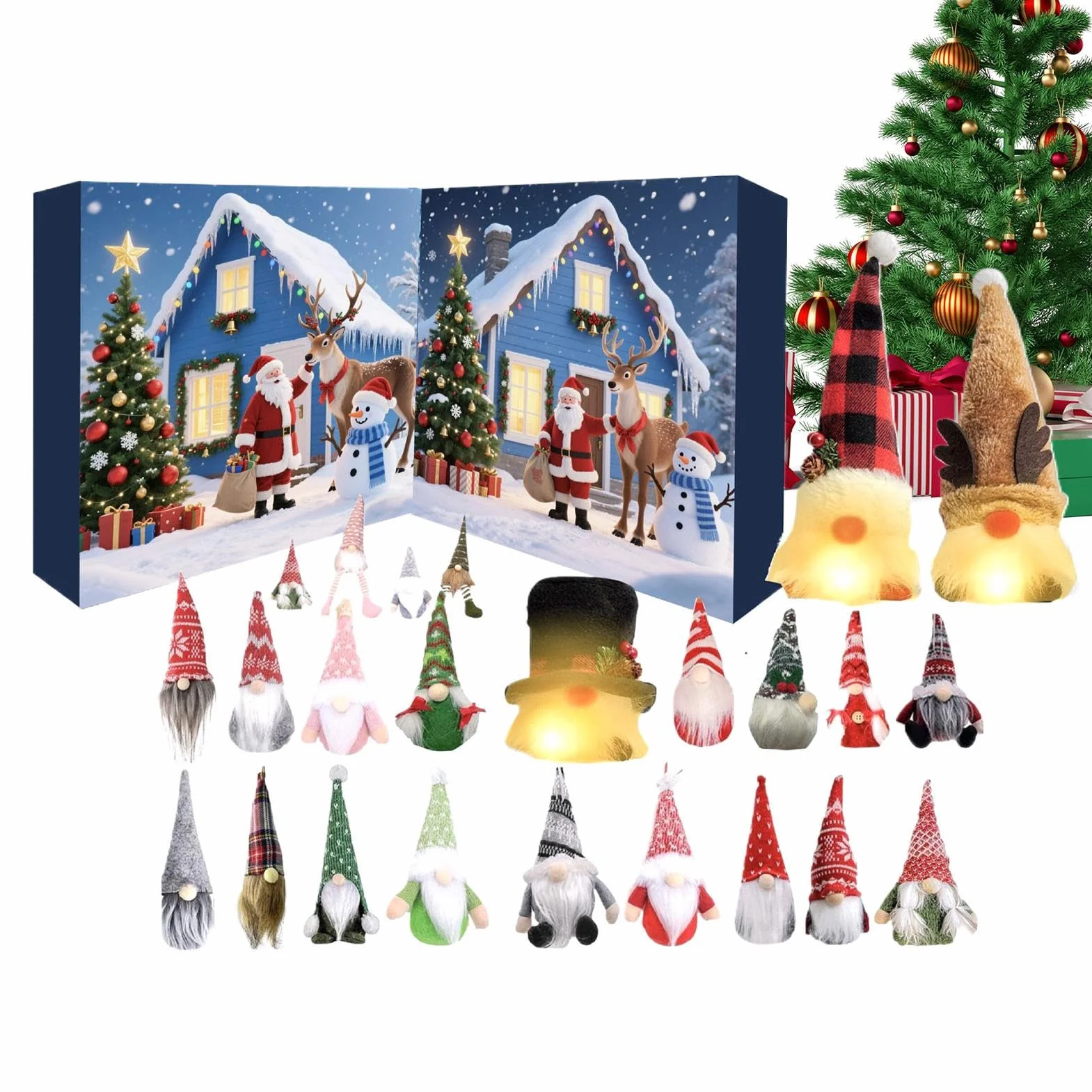 Calendario De Adviento - Calendario De Adviento Navideño 2025 Con 24 | Duendes - Decoración Del Hogar Coleccionable Para Cumpleaños Ventanas Entradas Estantes Árboles,Decoración para Mujer
