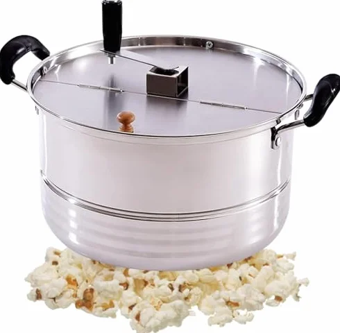 Máquina de palomitas de maíz de acero inoxidable, olla de gas antiadherente comercial para palomitas de maíz fáciles de reventar a mano