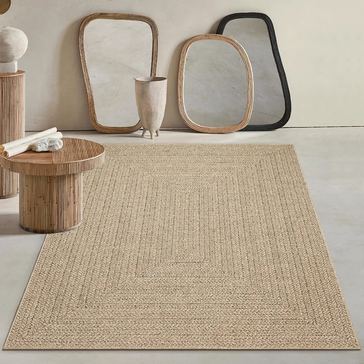 Mias Teppiche Kinsley Alfombra de Yute Natural para Exterior Resistente a la Intemperie
