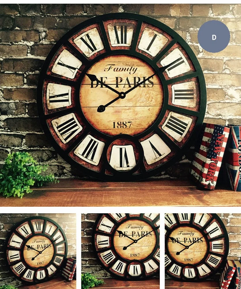 HYLR 38cm Living Reloj de Pared de la habitación Retro Estilo Industrial Creative Restaurante Bar decoración de la cafetería Reloj de Pared silencioso Silent Quartz Decorative Wall Clock