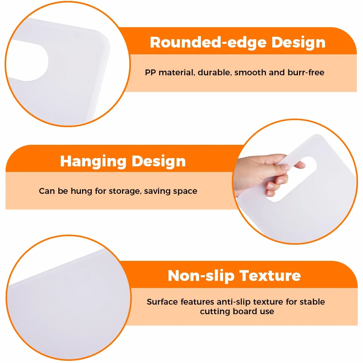 Tablas de Cortar Plástico 6 Piezas 29x19cm Antibacterianas Blanco Apta para Lavavajillas