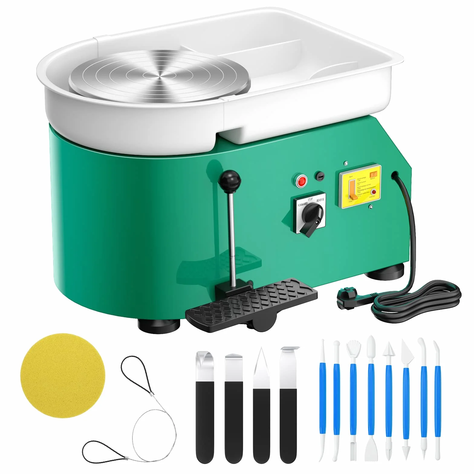 Torno Ceramica Eléctrica, 25CM Torno de Alfarero que forma la Máquina 350W Bricolaje Eléctrico Herramienta de Arcilla con Pedal y Lavabo Desmontable Para el Trabajo de Cerámica Arte Artesanía
