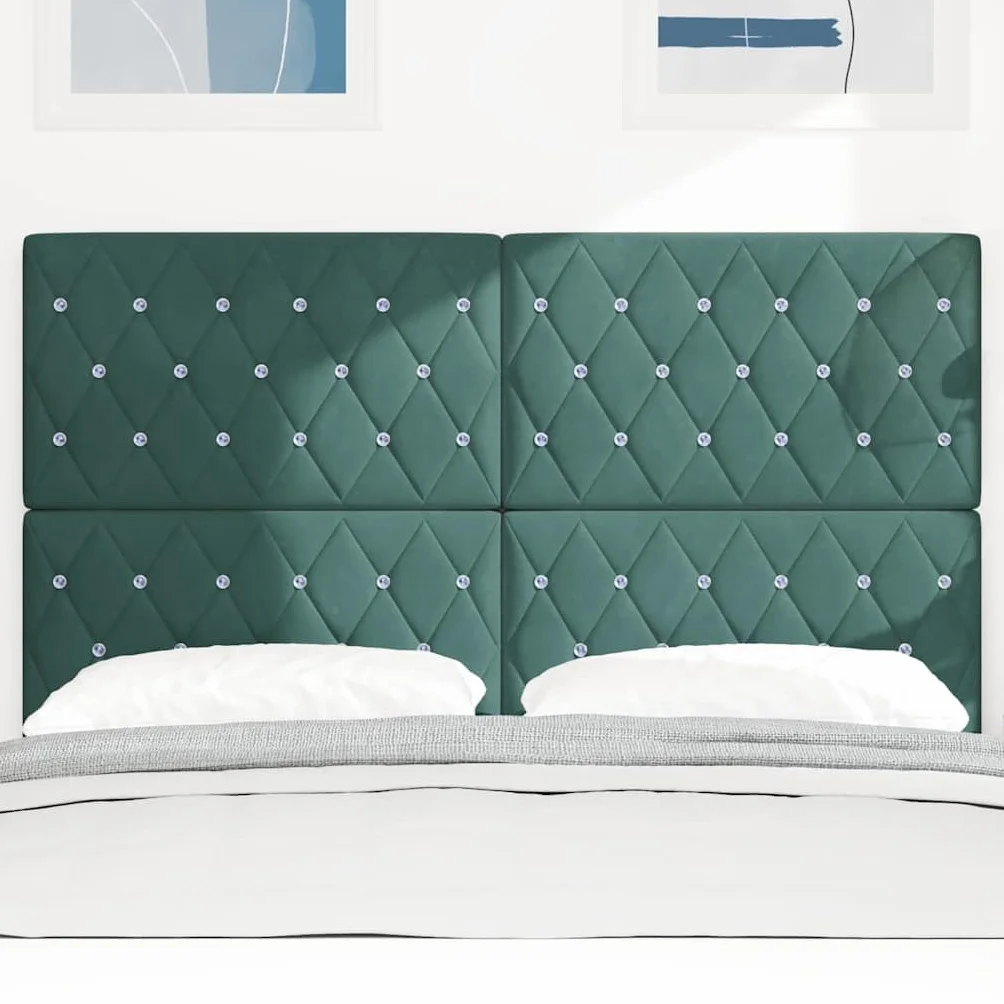 Cabecero de cama LED de 144 cm, color verde oscuro, RGB, altura regulable, 118/128 cm, madera maciza de pino tapizado, panel de pared para jóvenes y adultos