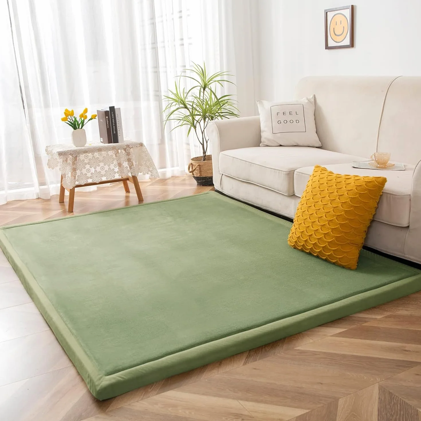 Alfombra Sólido Moderno para Sala de Estar y Habitación de Niños, Antideslizante Terciopelo Coral, Lavable, Tamaño Extra, 80 x 200 cm, 2 cm de Alto