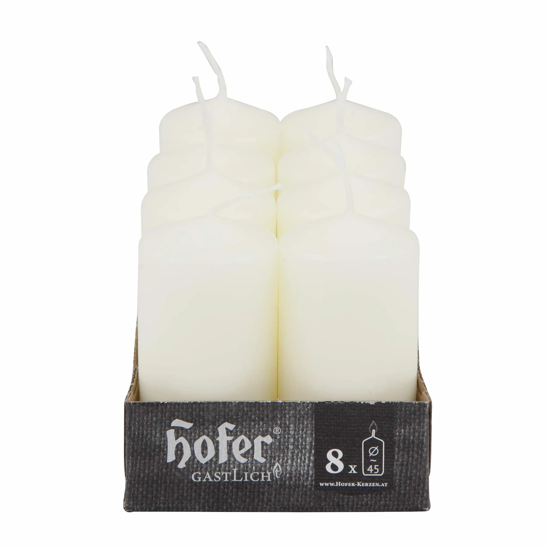 Hofer Velas Pilar Cilíndricas Juego 16 uds 4,5x9 cm Marfil 12 horas Cera antigoteo Sin Olor