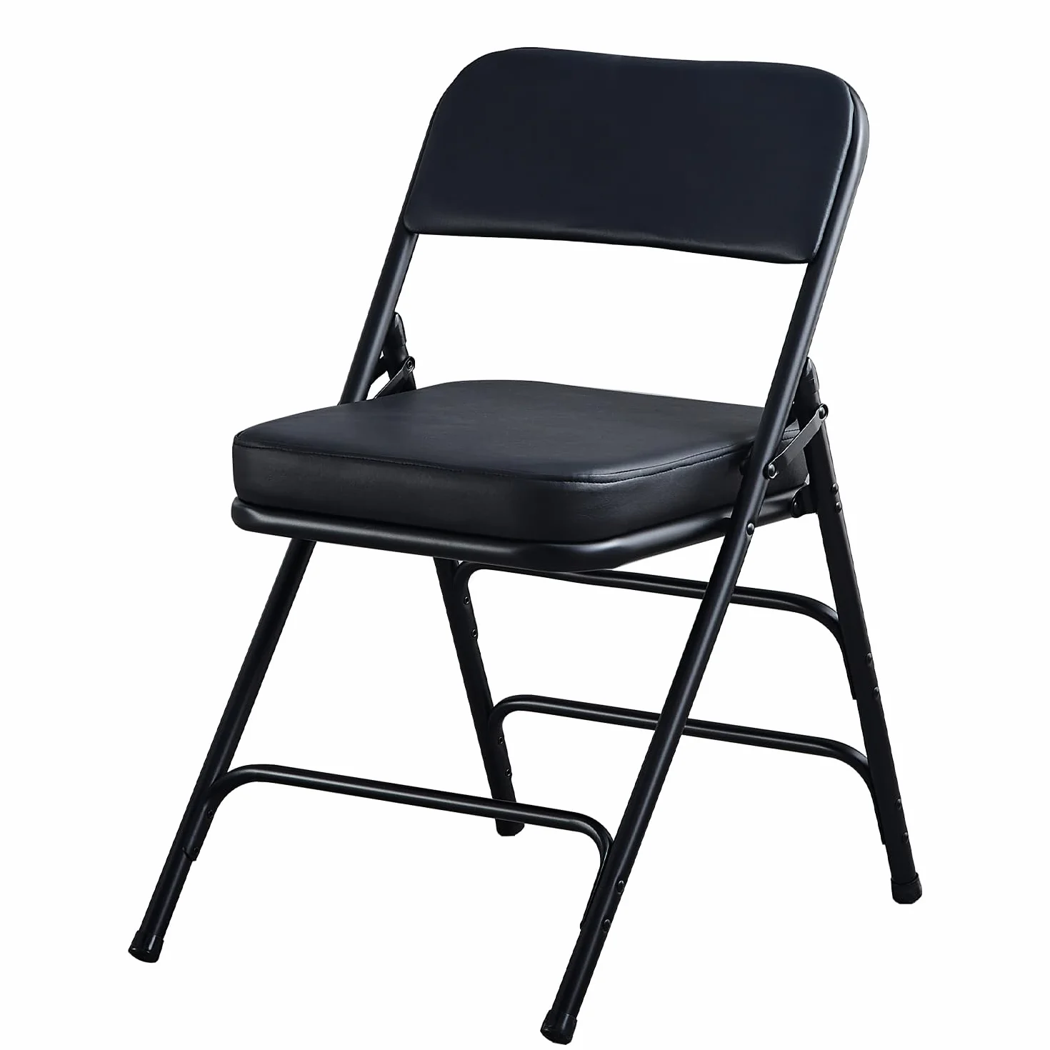 KAIHAOWIN Sillas plegables con asiento acolchado ultra grueso, silla plegable para interiores, cómodas sillas de metal con cojín suave, color negro