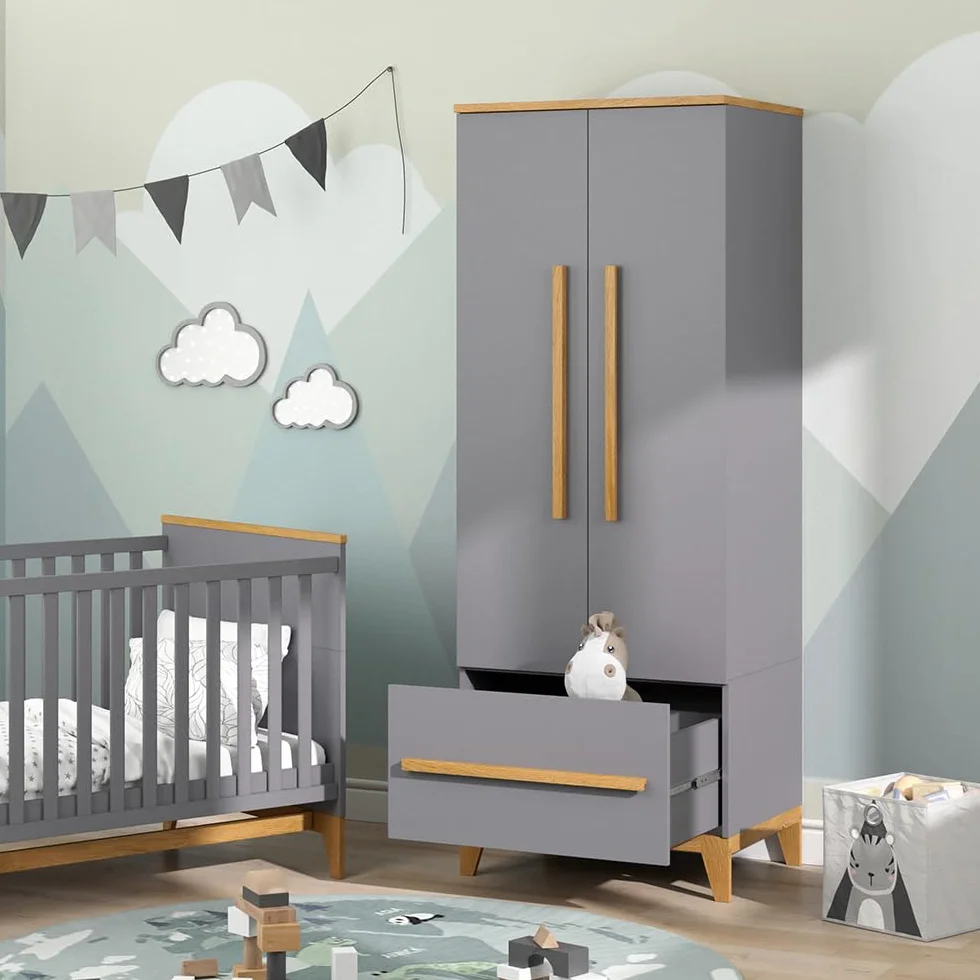 VitaliSpa Armario de Ropa para niños Malia, Gris, 70 x 186.8 cm, para Guardar Ropa Infantil y combinable