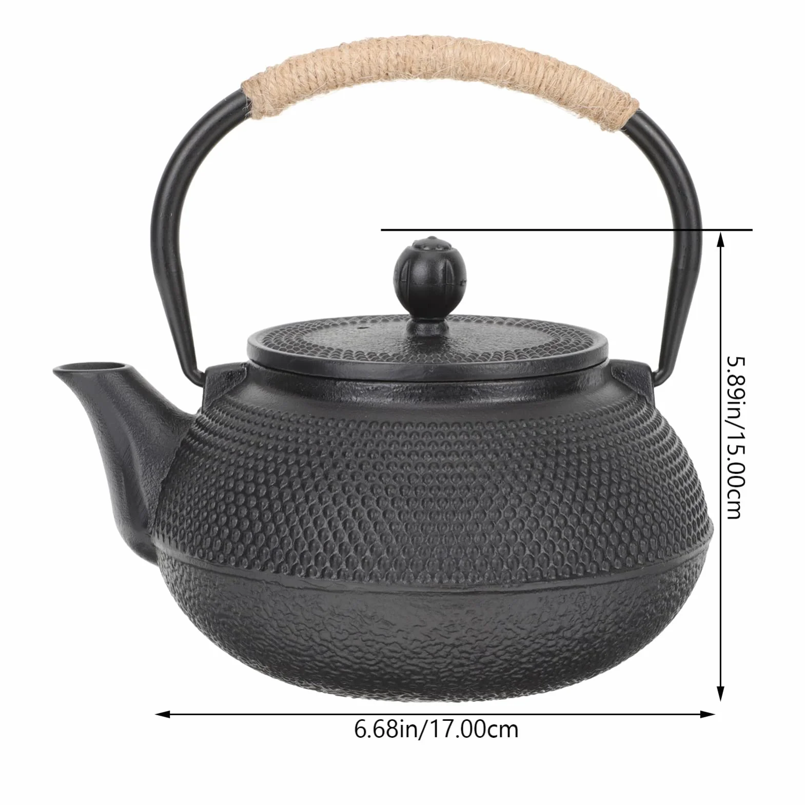 Tetera de Hierro Tetsubin 800ml Negra para Infusión | Infusor, Asa Cómoda, Limpieza Sencilla, Aislamiento Térmico, Uso en Hogar y Oficina