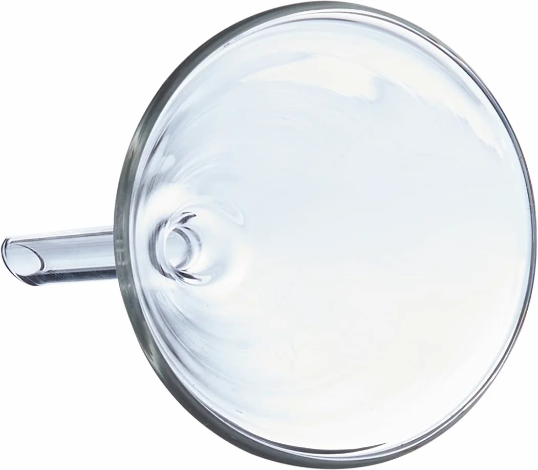 Embudo de vidrio de sodio cal resistente al calor mango corto 60° 55 mm pequeño químico transparente