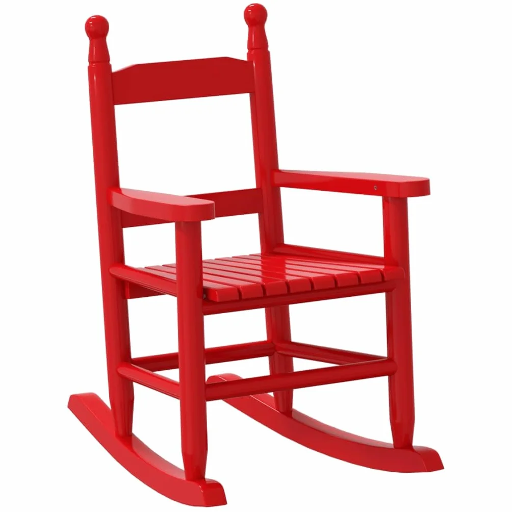 vidaXL Mecedora para Niños de Madera Maciza de Álamo Roja - Exterior y Jardín, Pequeña