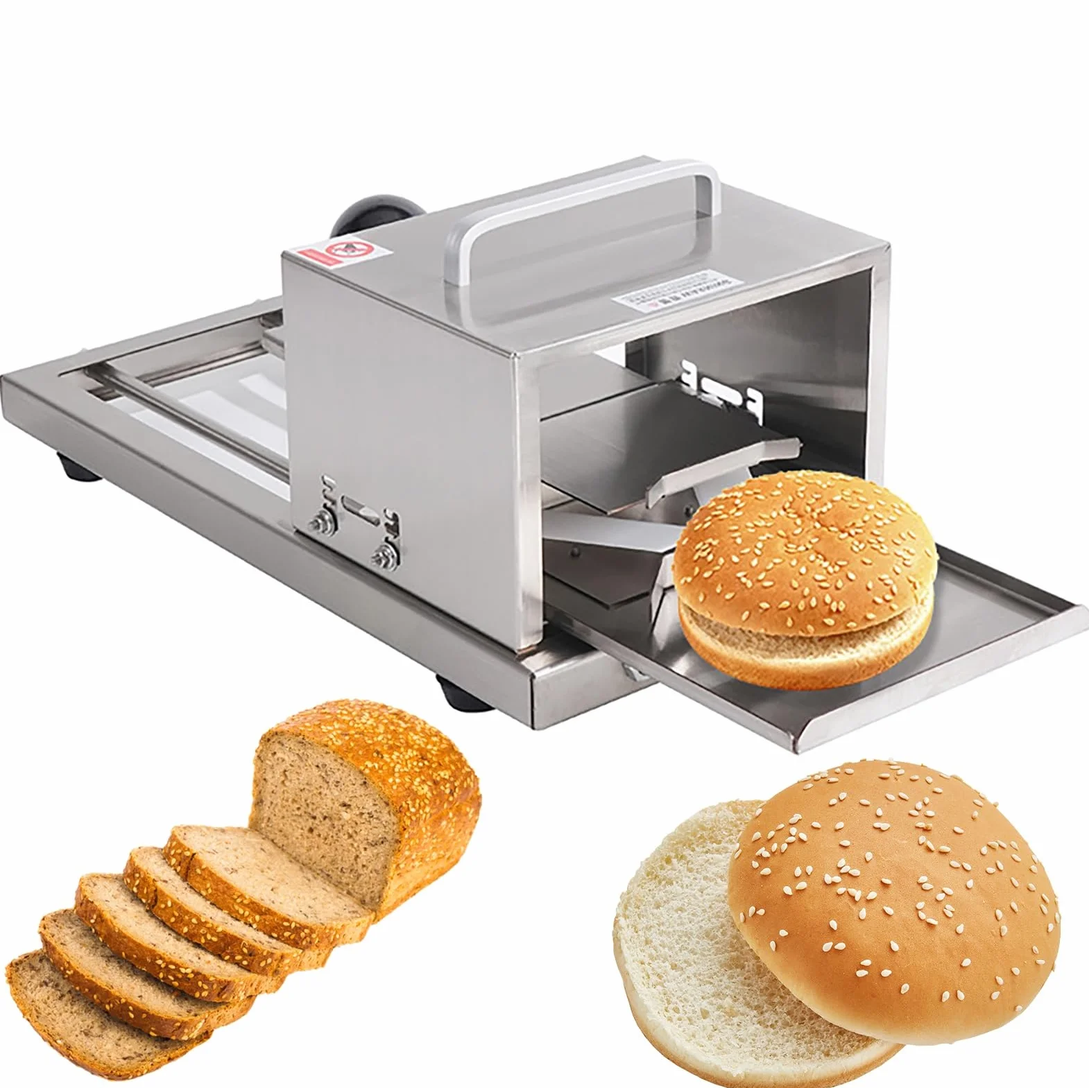 Guía de corte de pan con 4 ajustes de grosor, divisor de bollos comercial, cortador de pan de metal de una pieza para el hogar y la panadería