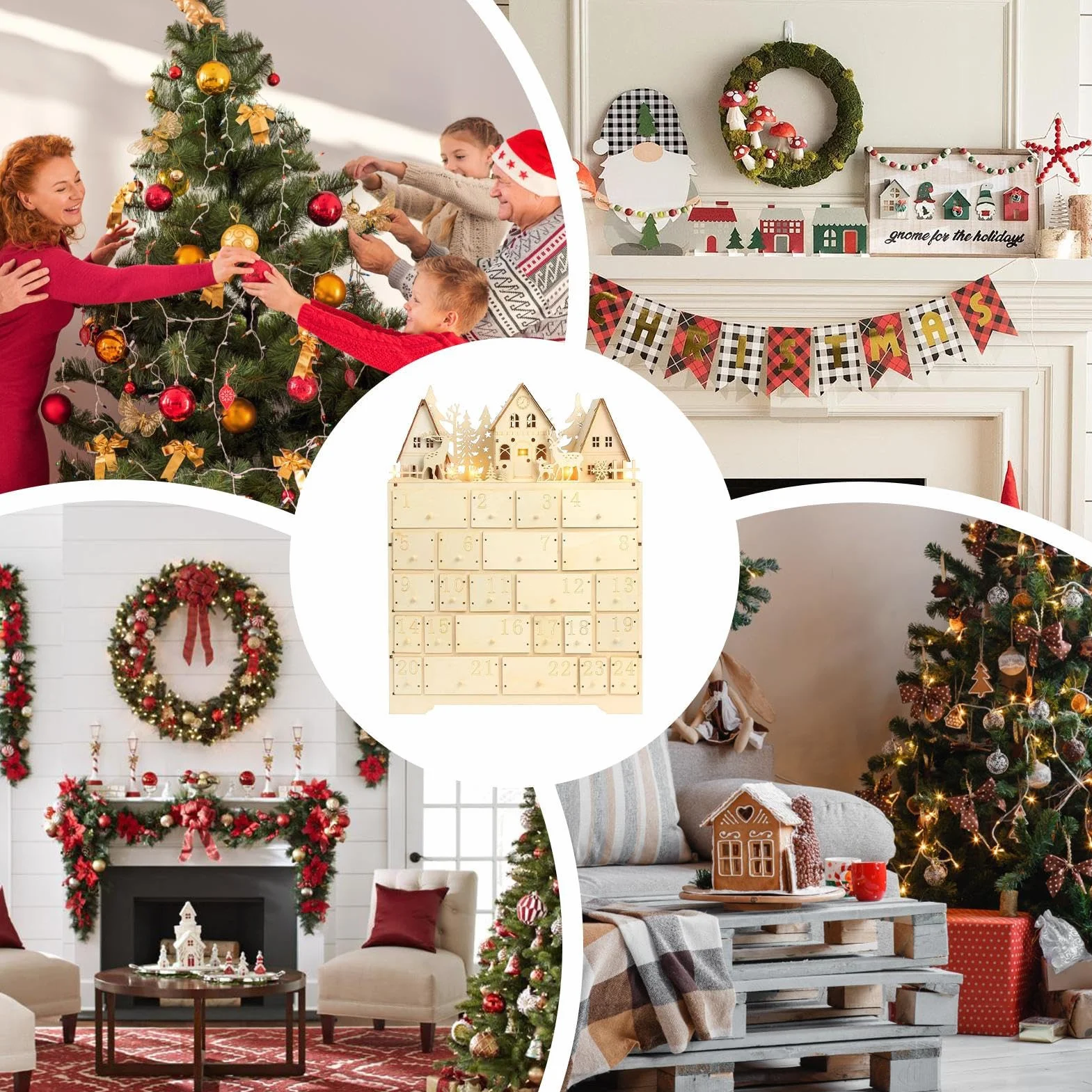 Calendario De Cuenta Atrás Para Navidad 2025 Decoración De Adviento En | Calendario De Cuenta Atrás De Madera Con 24 Cajones Para Adultos Familia Amigos Niños