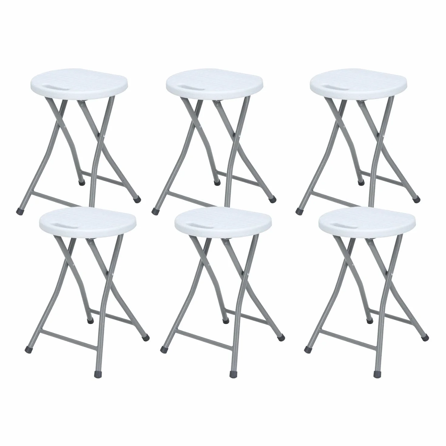 Pack 6 Taburetes Plegables de Resina y Acero 31x45cm Blancos 7house