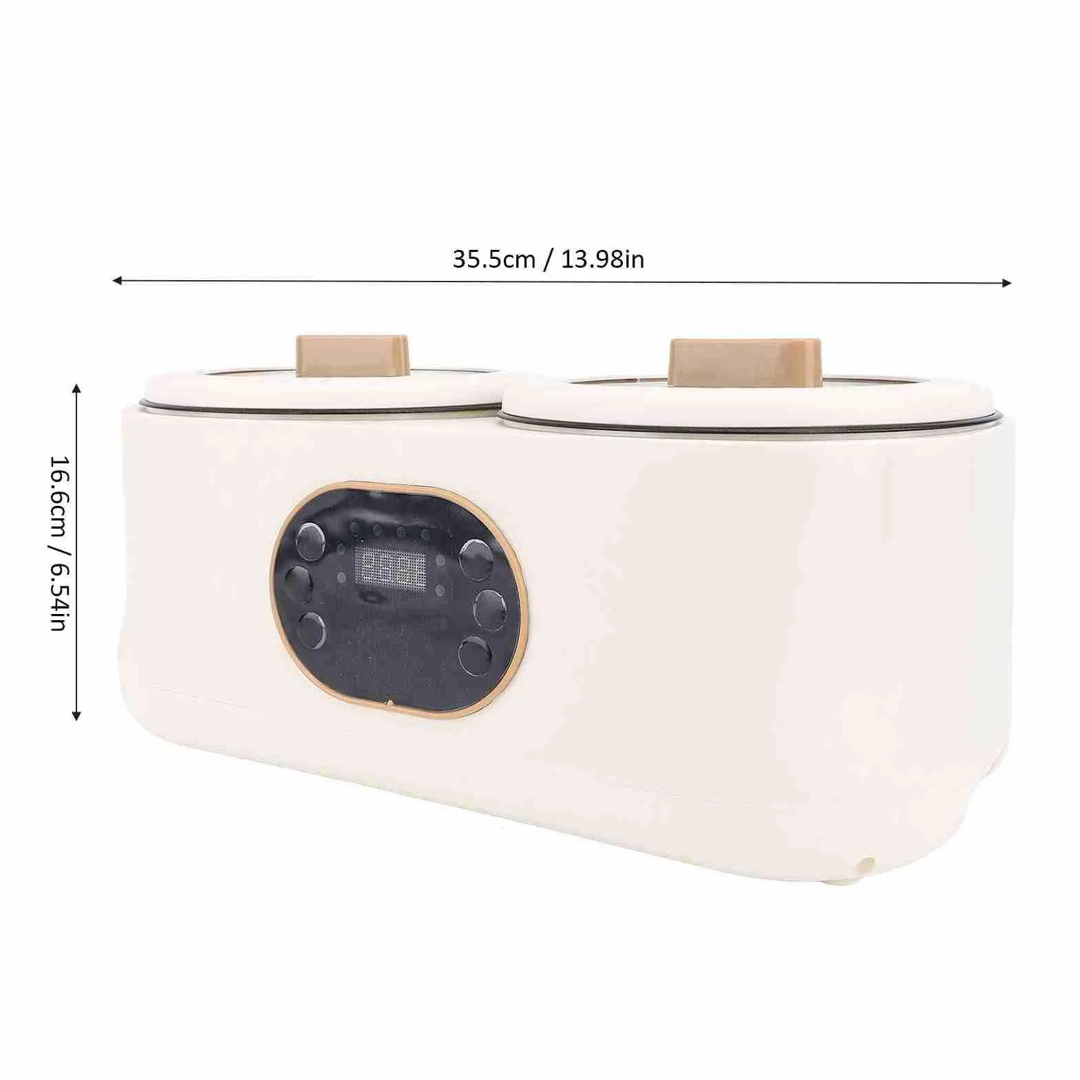 Olla de Cocción Lenta Dual Doble 2 Ollas, Calentador de Alimentos, Aislamiento Inteligente Automático, Multifuncional Desmontable