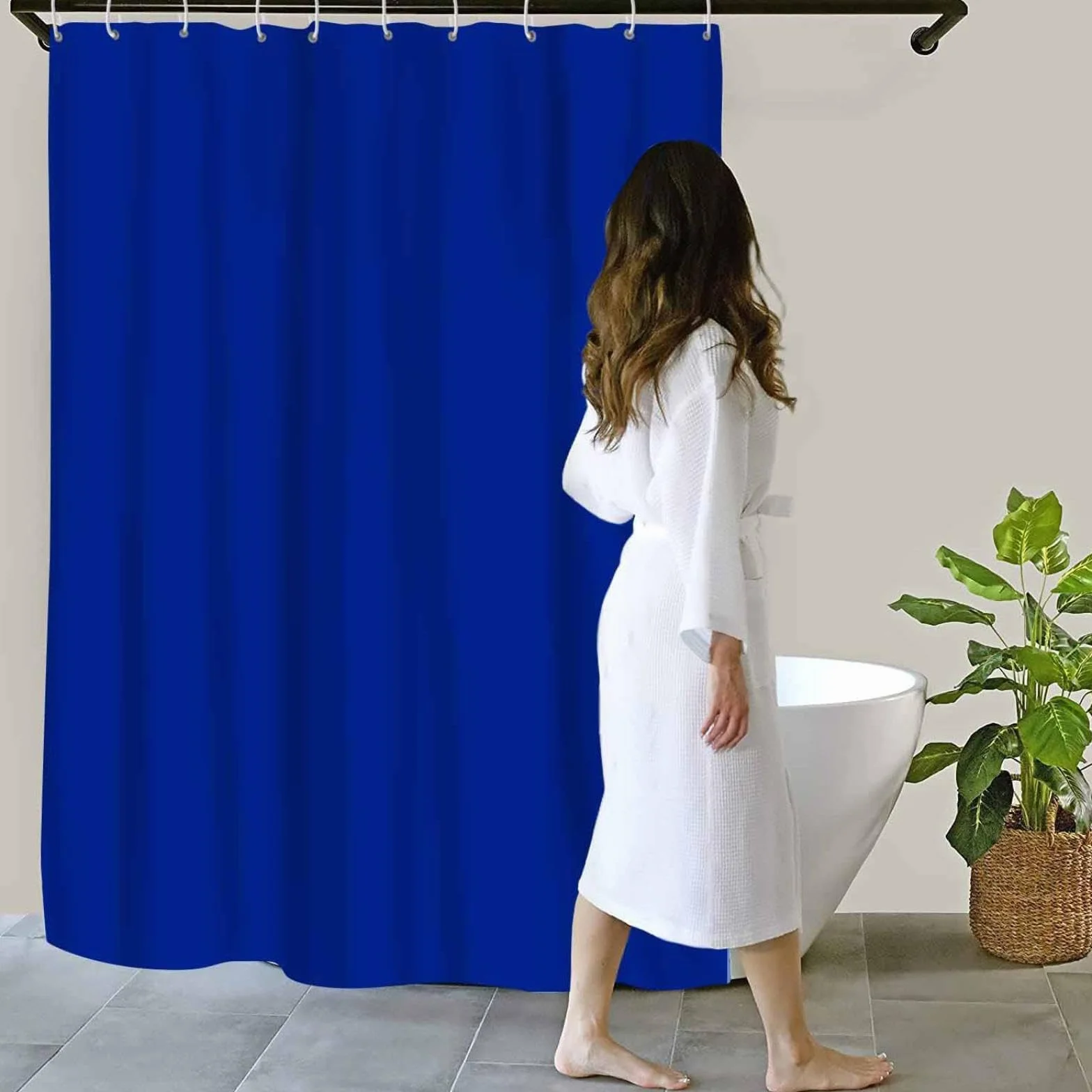 Cortina de ducha impermeable extralarga de 130 x 200 cm, resistente al moho, poliéster, lavable, con 12 ganchos, ideal para baños y bañeras
