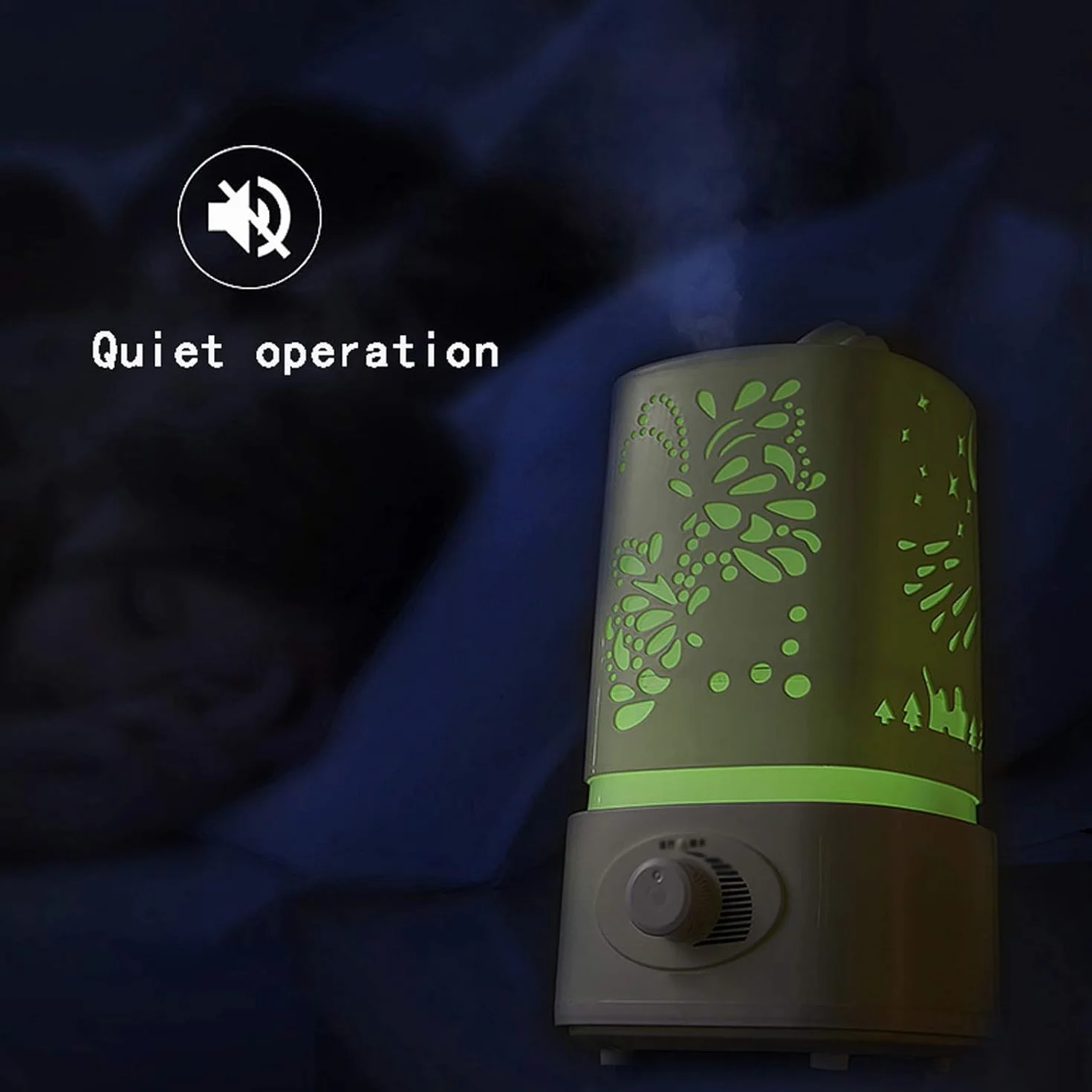 Humidificador de escritorio Humidificadores Humidificador ultrasónico, humidificadores de aire silenciosos de 1,5 l con luz nocturna, apagado automático sin agua, for dormitorio, habitación de bebé, o