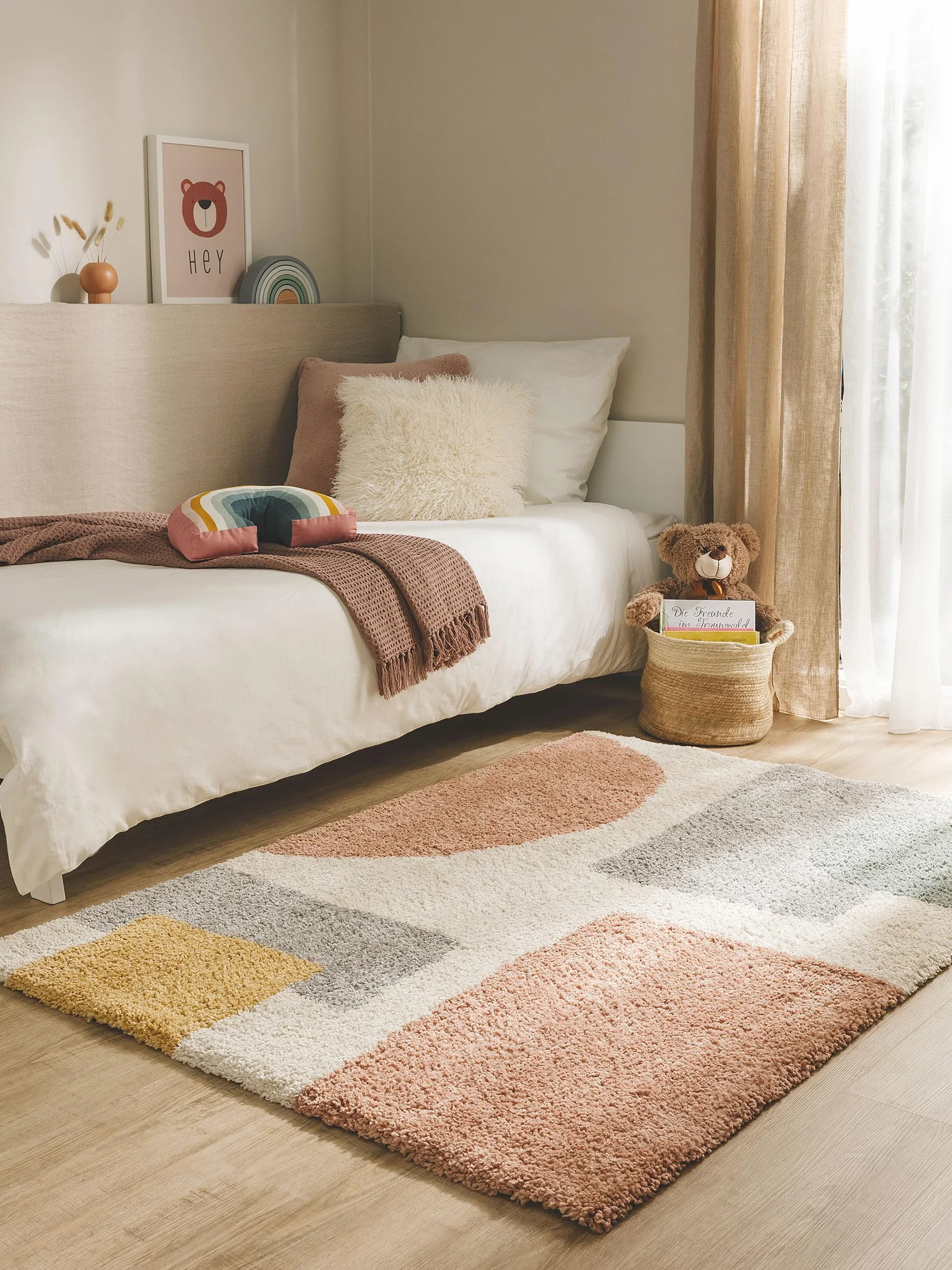 benuta Lytte Alfombra Infantil Gobi - Multicolor 120x170 cm - Sintética - Rectangular y Estilo: Motivos Infantiles, Escandinavo - Fácil Mantenimiento - para Cuarto de niños, Sala y Dormitorio