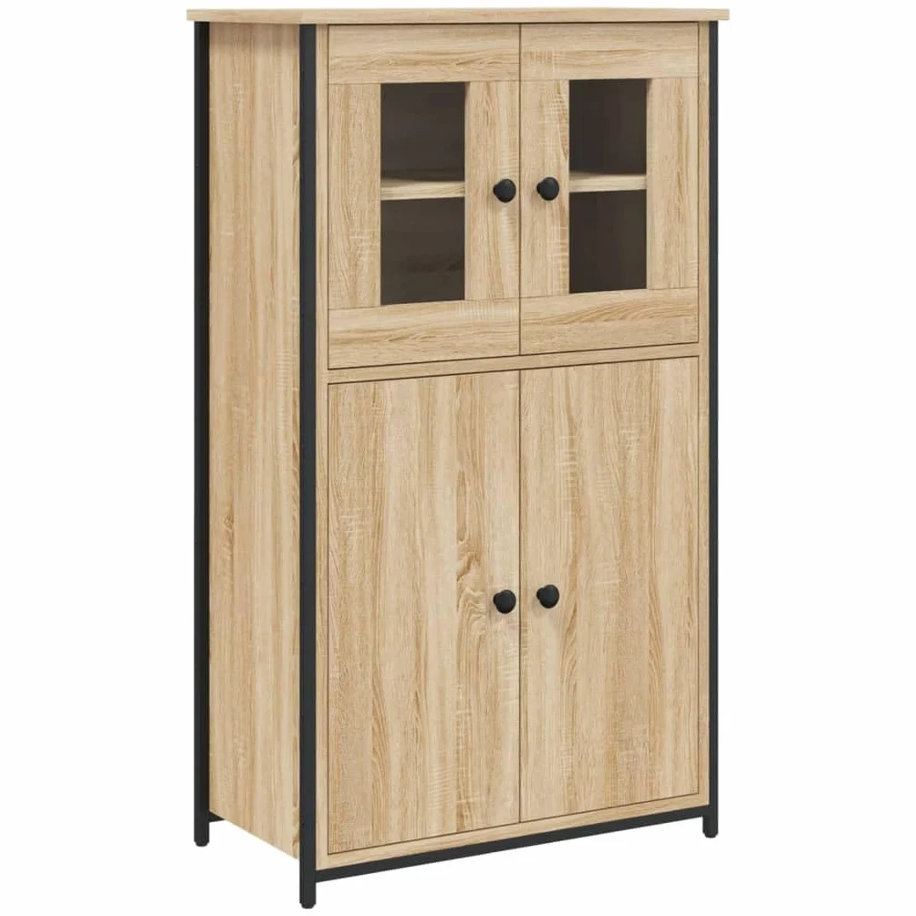 vidaXL Aparador Alto, Alacena con Puertas Estantes, Armario Consola, Aparador Auxiliar para Salón Hogar, Madera Contrachapada Roble Sonoma