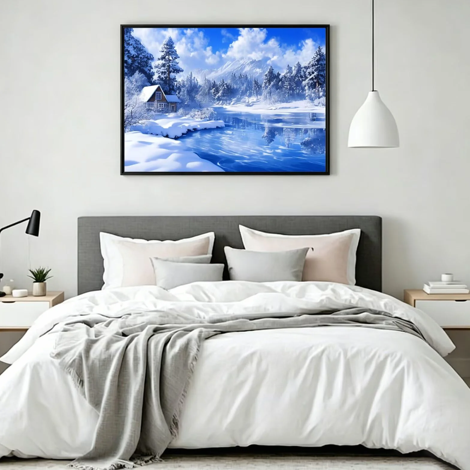 Pintar por Numeros nieve Pinturas Acrilicas bosque Pintura por Numeros Adultos Lienzos para Pintar, Pintura Acrilica Manualidades, Decoración para Hogar, Regalos Cumpleaños, 90x120cm Sin Marco, q-908