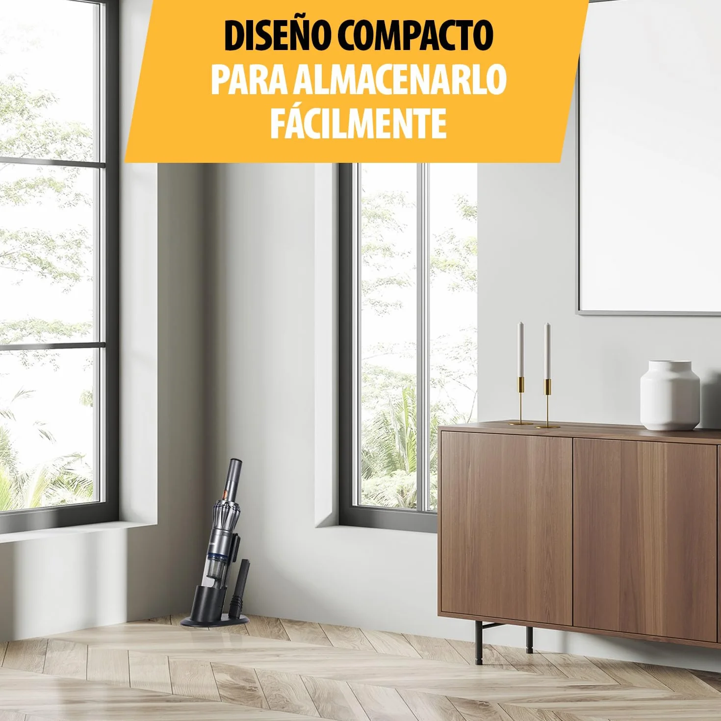 Tristar Aspirador de Mano, 12 kPa de Succión, Inalámbrico, Motor BLDC 90W, Filtro HEPA H12, 15 Min de Autonomía, Base con Almacenamiento de Accesorios, Compacto y Ligero, KR-3160