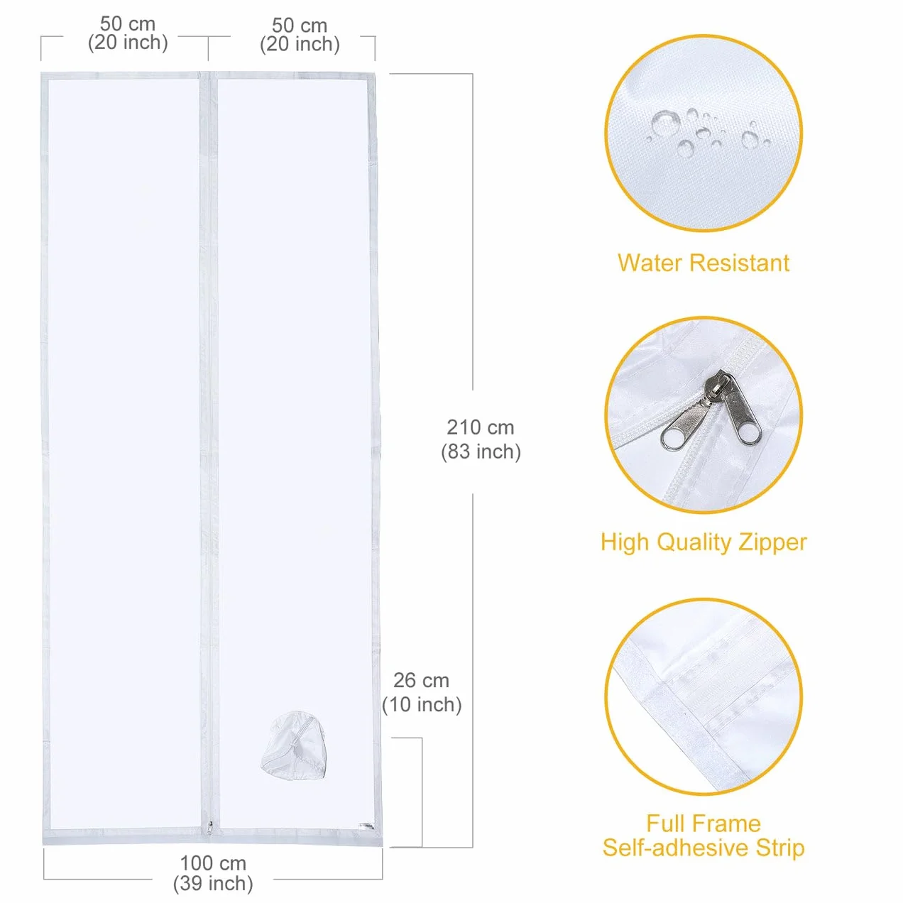 Aislante de Puerta HOOMEE 100x210cm para Aire Acondicionado Portátil con Cremallera