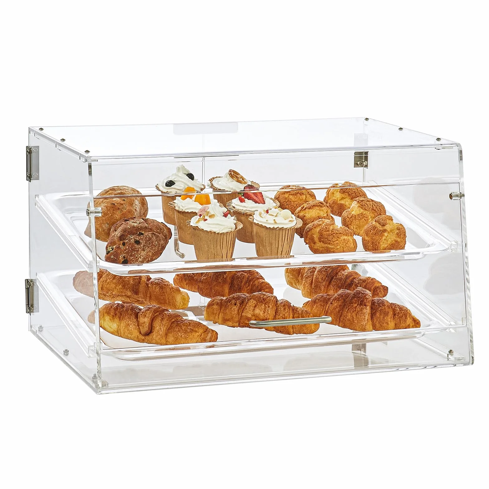 VEVOR Soporte de Exhibición de Pastelería de 2 Niveles Escaparate de Panadería de Acrílico Estante de Presentación de Pastelería Extraíble para Pan, Postre, Barra de Dulces, Cafetería, Restaurante