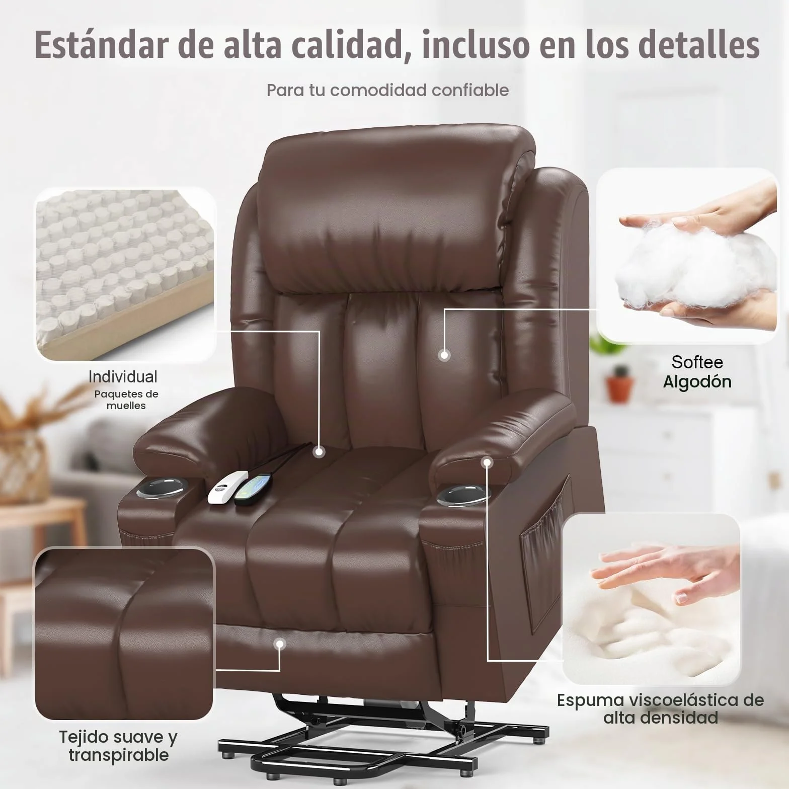YONISEE Sillon Relax Reclinable 150º Sillón Masaje Con Calefacción, Función Auto-Ayuda (Levanta Personas), Puerto USB+Tipo C, Portavasos Bolsillos Laterales Sillones Reclinables Electricos Butaca Sofa