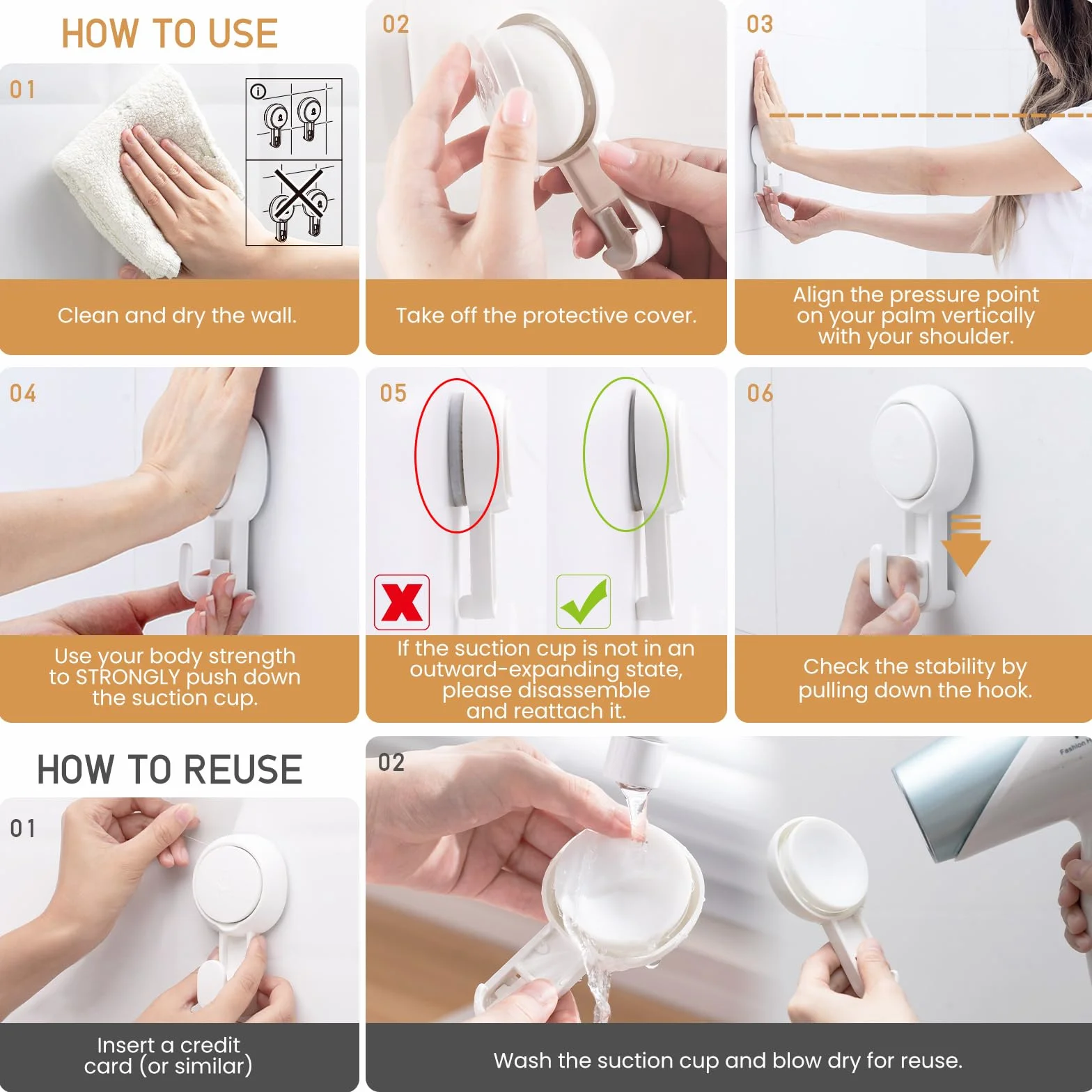 TAILI Gancho con Ventosa Juego de 4 Piezas 5 kg por Pieza Giratorio 360 Grados Resistente al Agua y al Aceite