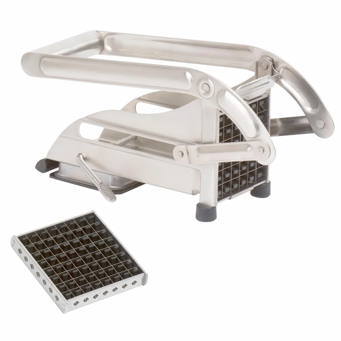 Louis Tellier - Cortador de patatas fritas en acero inoxidable sobre ventosa - 2 cuchillas - - 10 mm y 8 mm - Cortador de verduras, accesorios para patatas fritas caseras