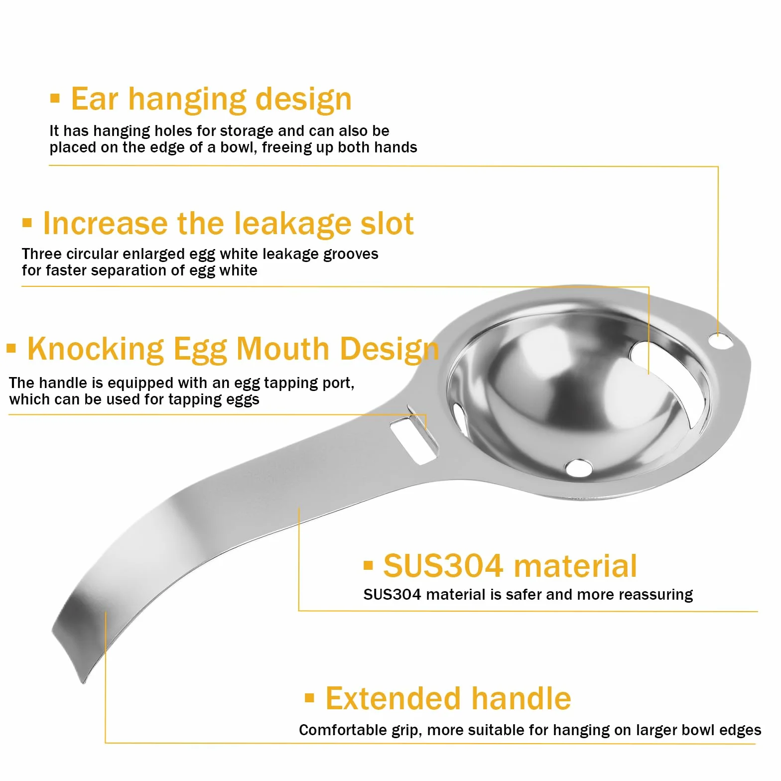 Separador de Yemas de Huevo Acero Inoxidable 304 - Egg Yolk Separator Stainless Steel, Divisor de Huevo Extractor de Clara