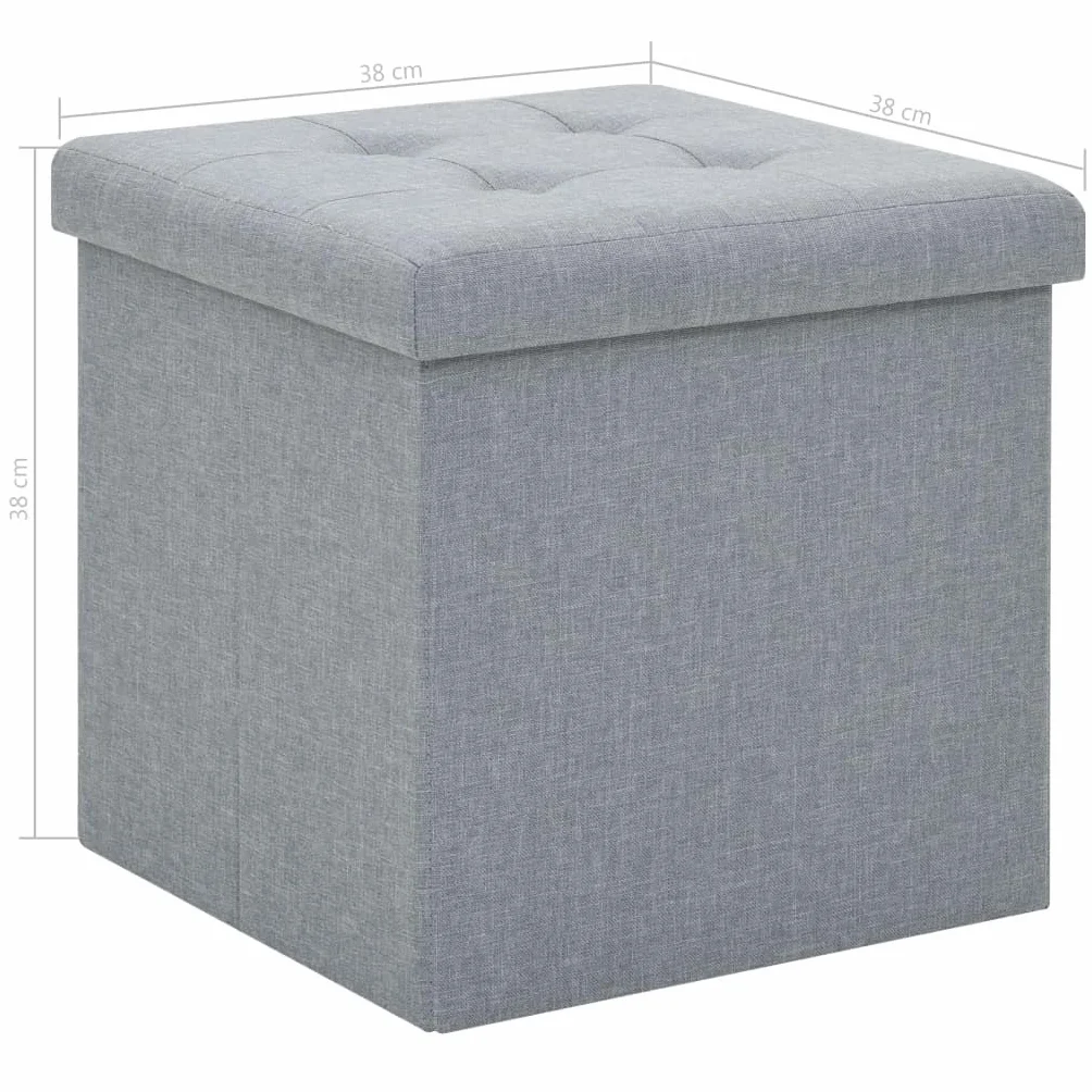 Genérico Taburetes almacenaje Plegables 2 uds Lino sintético Gris Claro,Mobiliario,Sillas,Taburetes y sillas plegables-247080