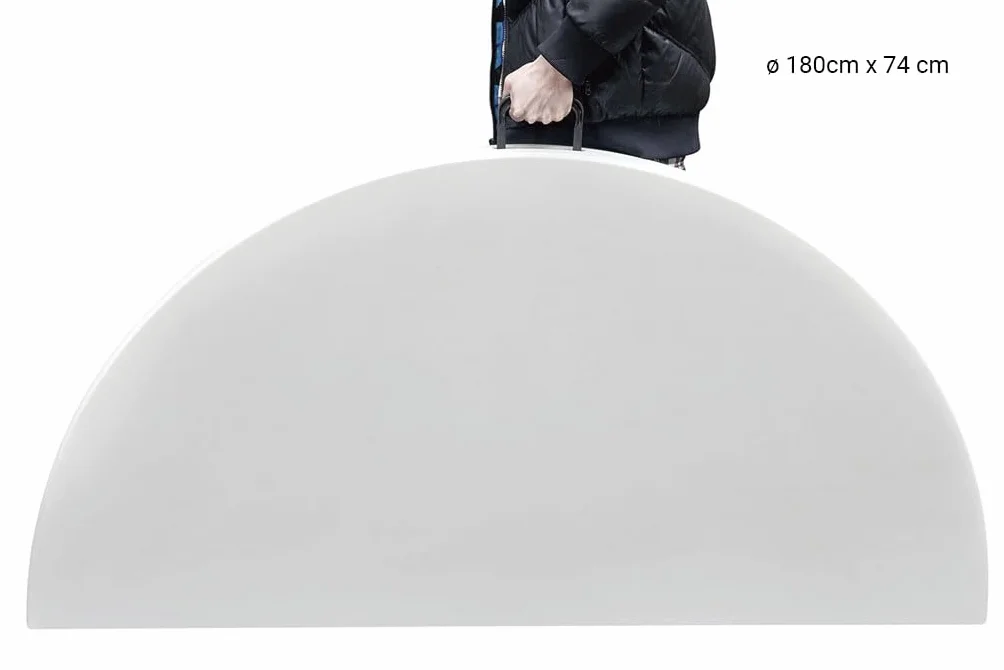 Cofan Mesa Plegable Redonda de Camping | Color: Blanco | Peso máximo: 150 kg | Adecuado para 10 Personas | Medidas: Ø 180 x 74 cm