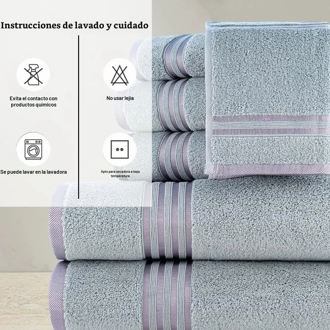 Casa Copenhagen Juego de Regalo de 6 Toallas de baño, 600 gsm, Gris Violeta | zero twist Juego de toallas 100% algodón egipcio: 2 baño, 2 mano y 2 paños, regalo para mujeres y hombres.