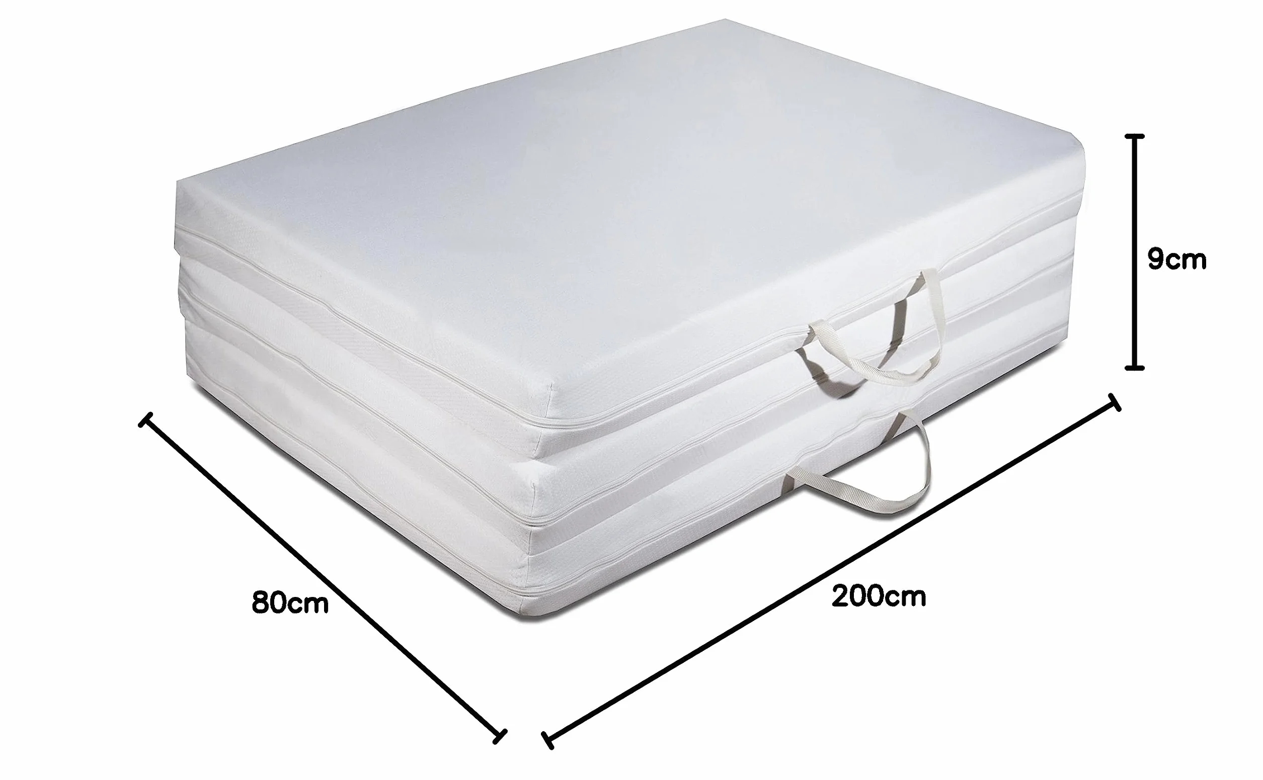 EVERGREENWEB Colchón Plegable Suelo 80x200 H 9 cm, Colchón de Futón Japonés de Espuma con Funda Lavable, dureza Media H3 - Cama para Invitados, Niños e Adulto, Colchon Coche, Camping, Cuna de Viaje