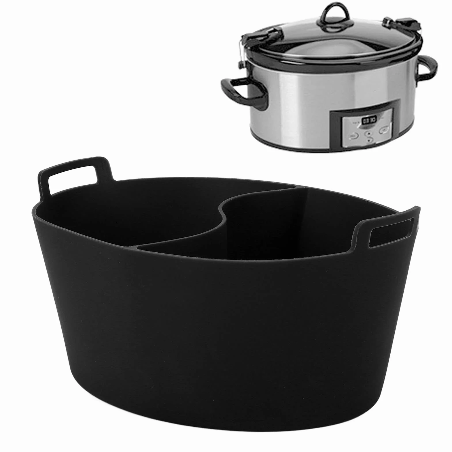 Revestimiento de Olla de Cocción Lenta, Silicona de Grado Alimenticio, Resistente a Fugas, Resistente Al Calor, Divisor de Olla (Negro)