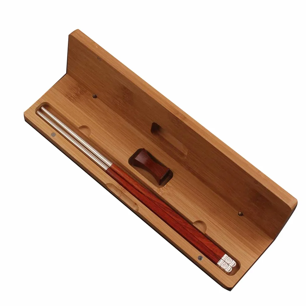 Juego de Regalo de Palillos japoneses de Madera y Plata con Estuche, Reutilizables, de Lujo, de Madera Natural, para Sushi.，A