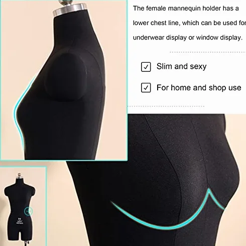 Maniquí de costura con torso de medio cuerpo y brazos ajustables – Modelo de sastre para principiantes y profesionales