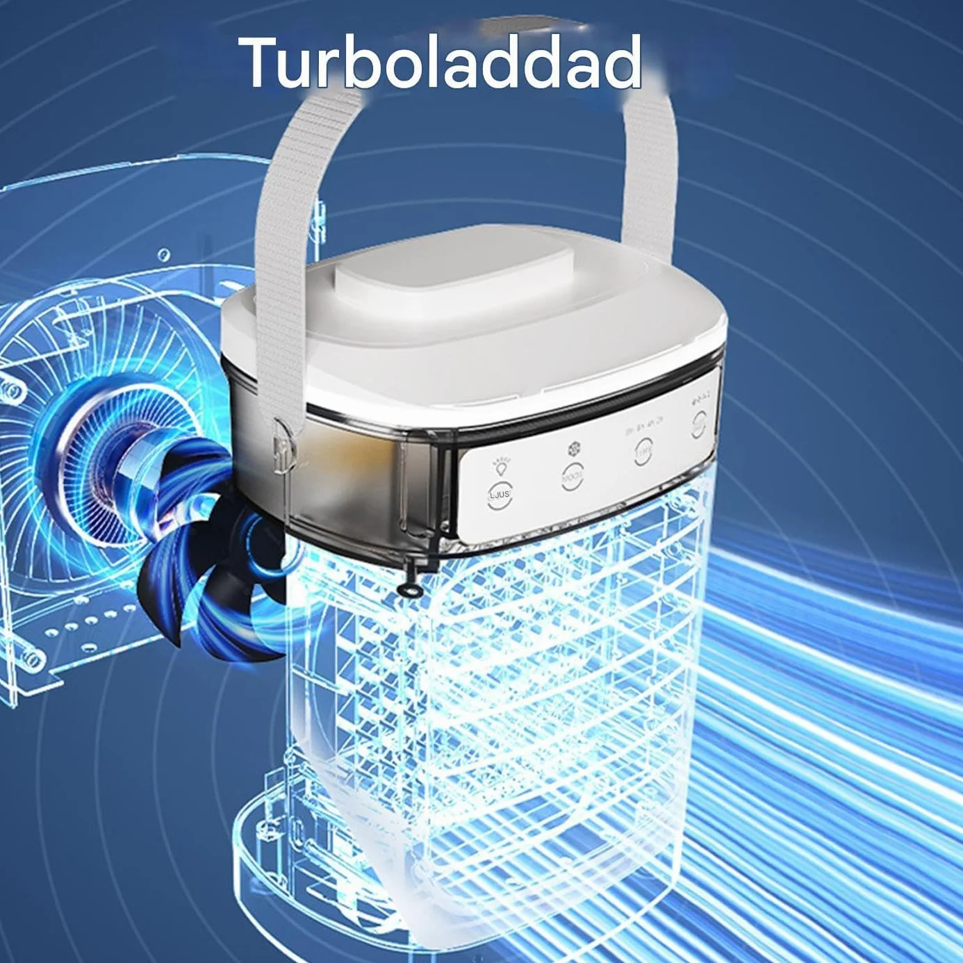 Ventilador de aire acondicionado, ventilador de refrigeración para refrigeración personal y clima de habitación, enfriador evaporativo portátil silencioso con temporizador y velocidades de