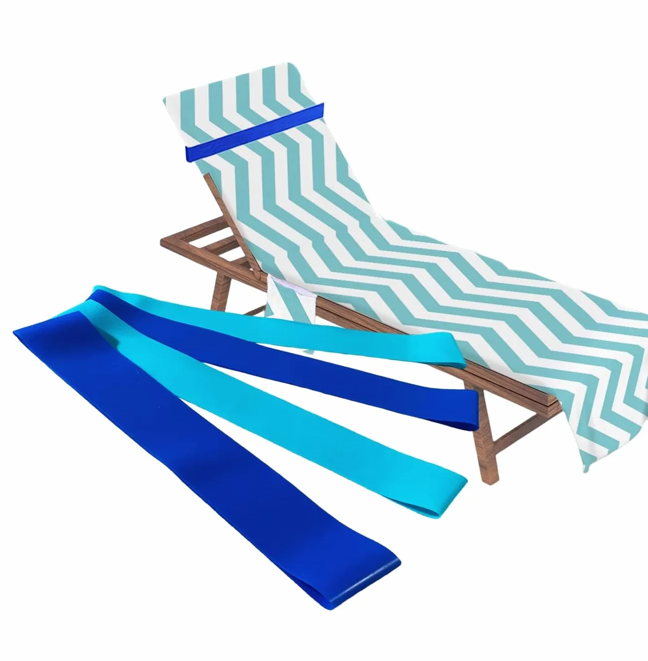 Bandas Elásticas para Toallas de Playa, 4 Pcs, Clips para Silla de Piscina y Tumbonas (Azul)