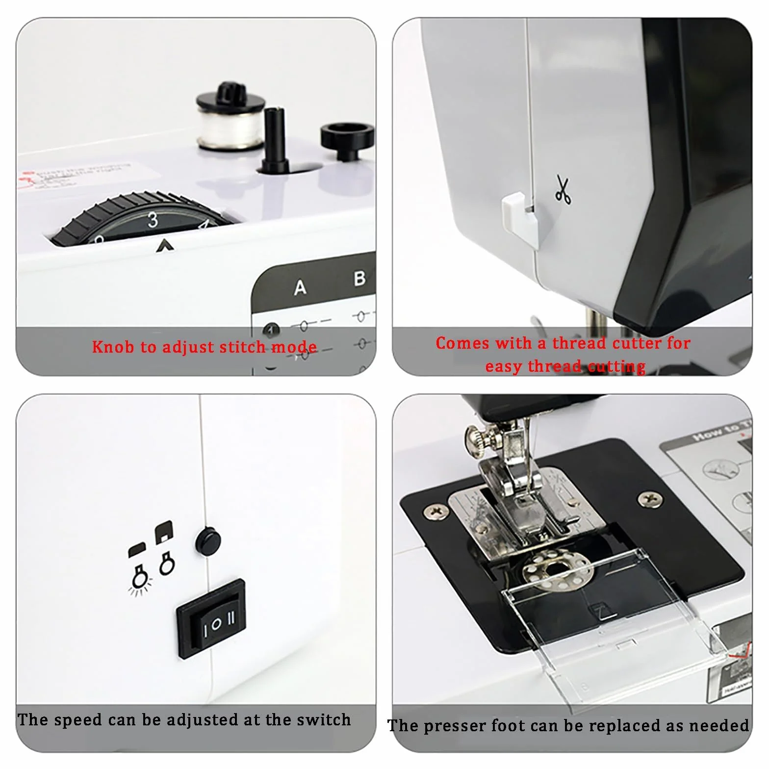 Máquina de Bordar Digital eléctrica, máquina de Coser automática Multifuncional con Mesa de extensión/Cuchilla de Corte, 38 Modos de Puntada/tensión Ajustable/Velocidad Ajustable
