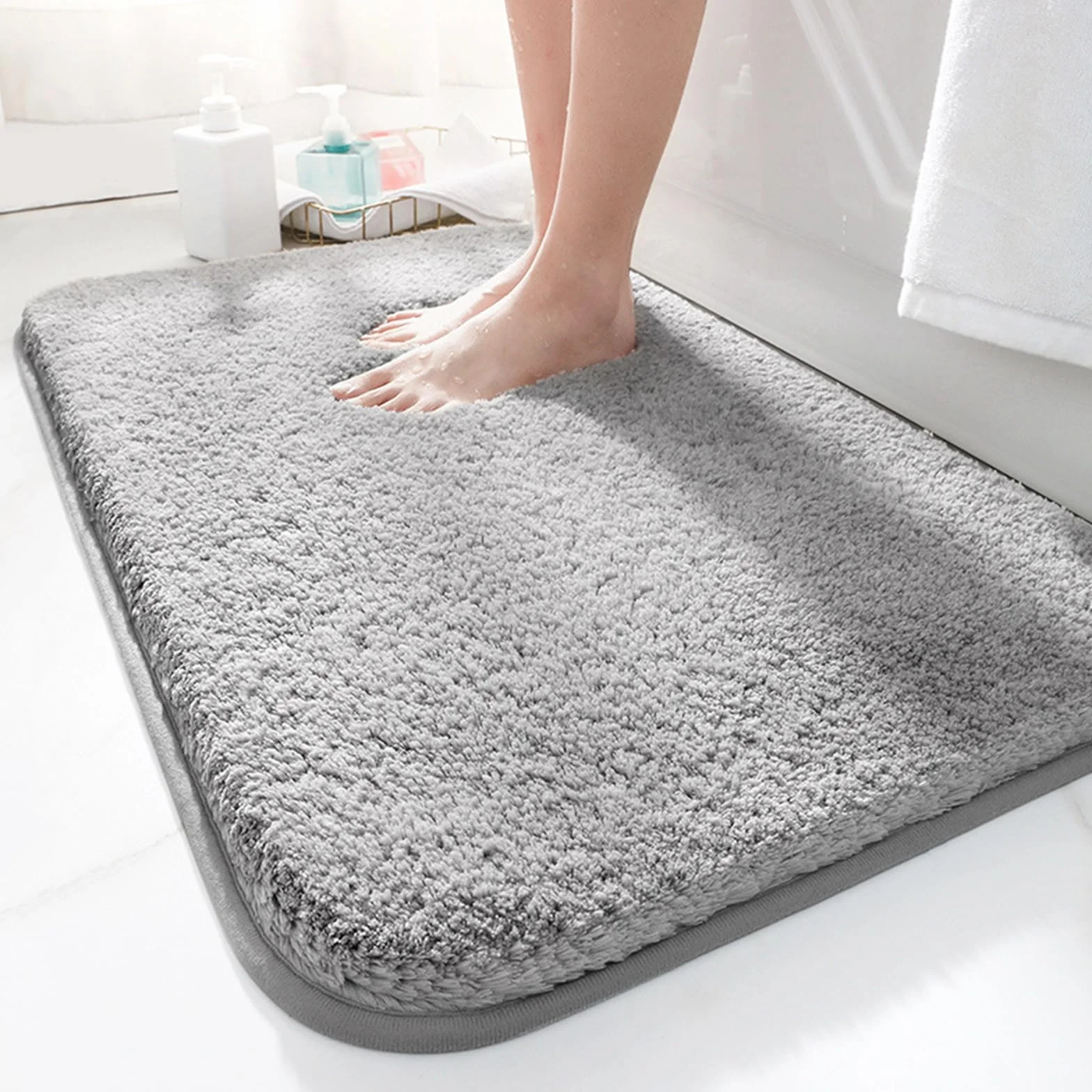 Alfombra de Baño Antideslizante 40x60 cm Microfibra Gris Oscuro