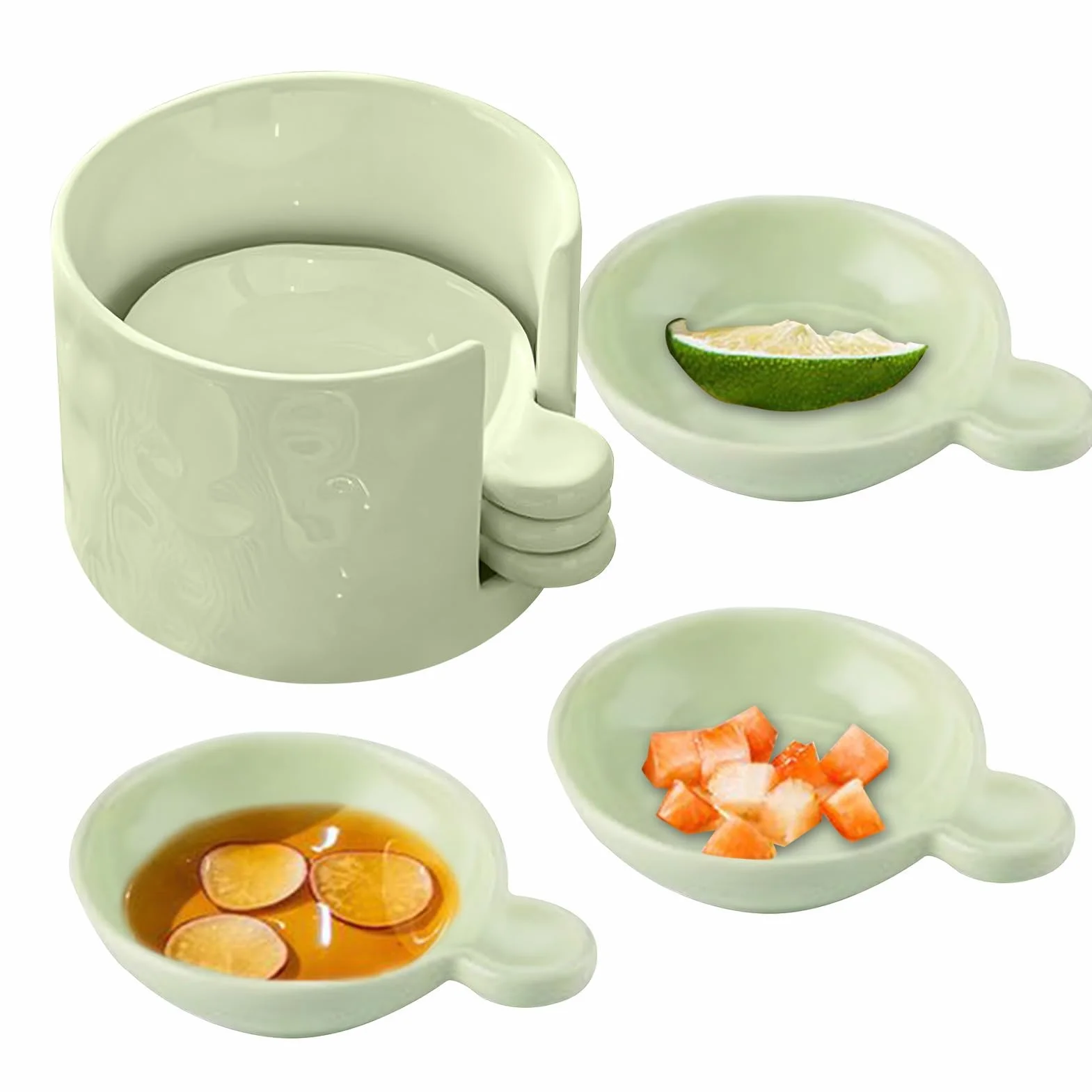 Juego de salsa de inmersión, mini soporte para ketchup, servidor de condimentos, plato par de barbacoa, bandeja para servir frutas, nizer de cocina, plato pequeño