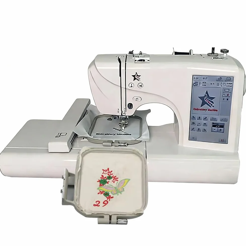 Bordadora Digital Computarizada 7'' Pantalla LCD Táctil + Puerto USB | 114 Patrones Cualquier Combinación,4"X4"/4"X9.2" Área | Herramientas DIY para Costura Y Bordado Creativo