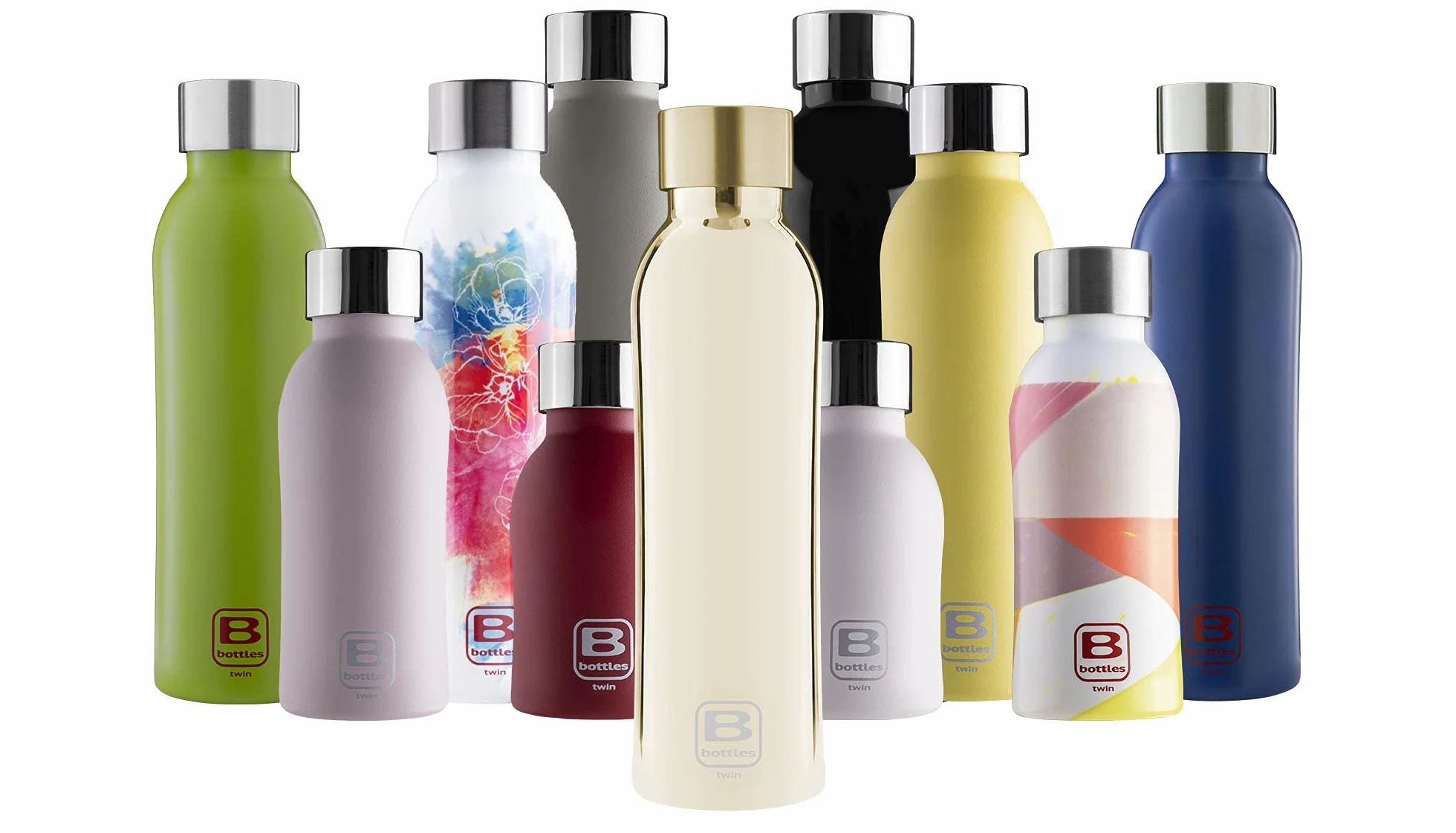BUGATTI B BOTTLES TWIN Botella térmica 500 ML Yellow mantiene los líquidos calientes por 12 H fríos por 24 H y hielo por 36 H Botella ecológica y reutilizable de acero inoxidable 18/10