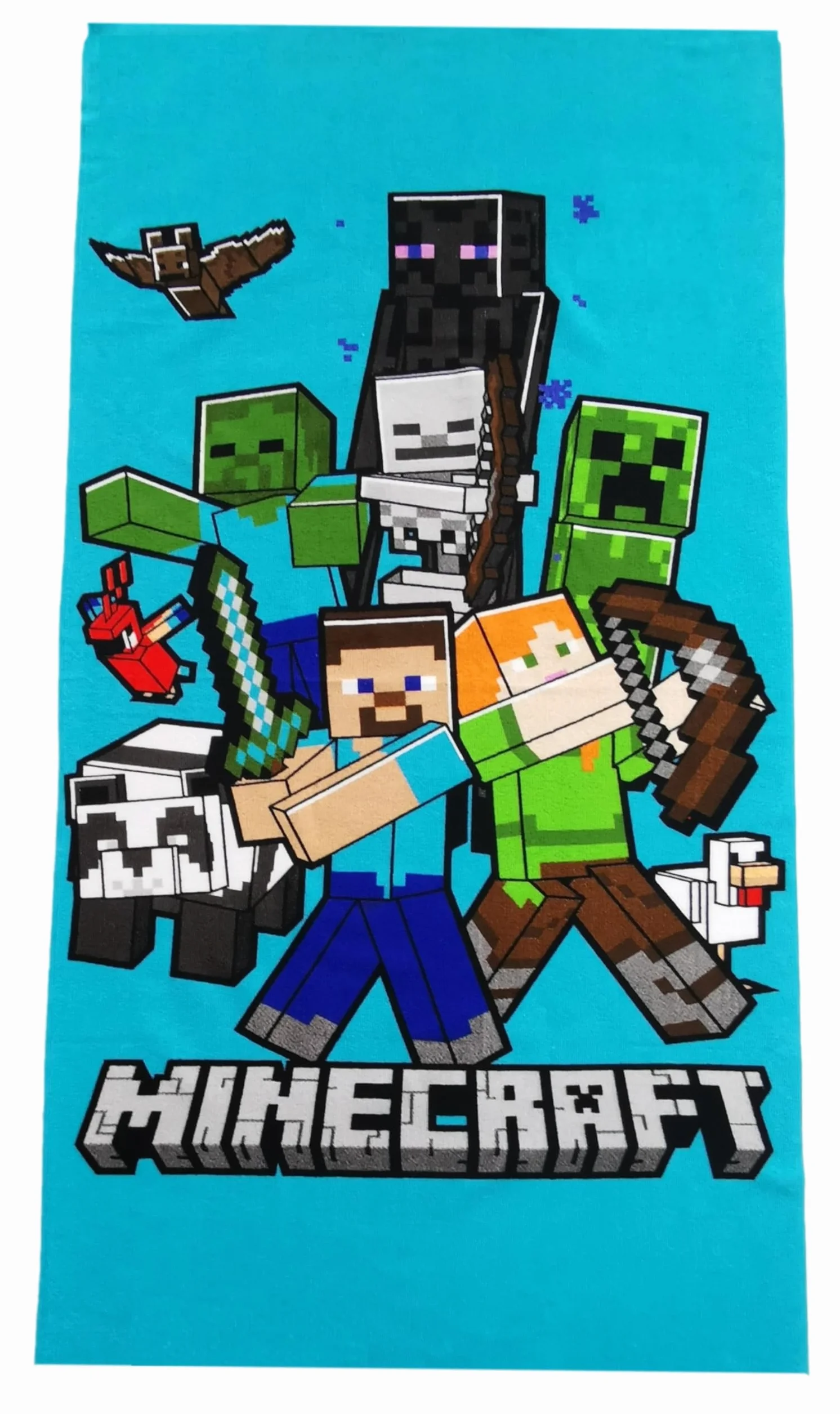 Toalla de baño infantil Minecraft Steve Alex 70 x 140 cm poliéster