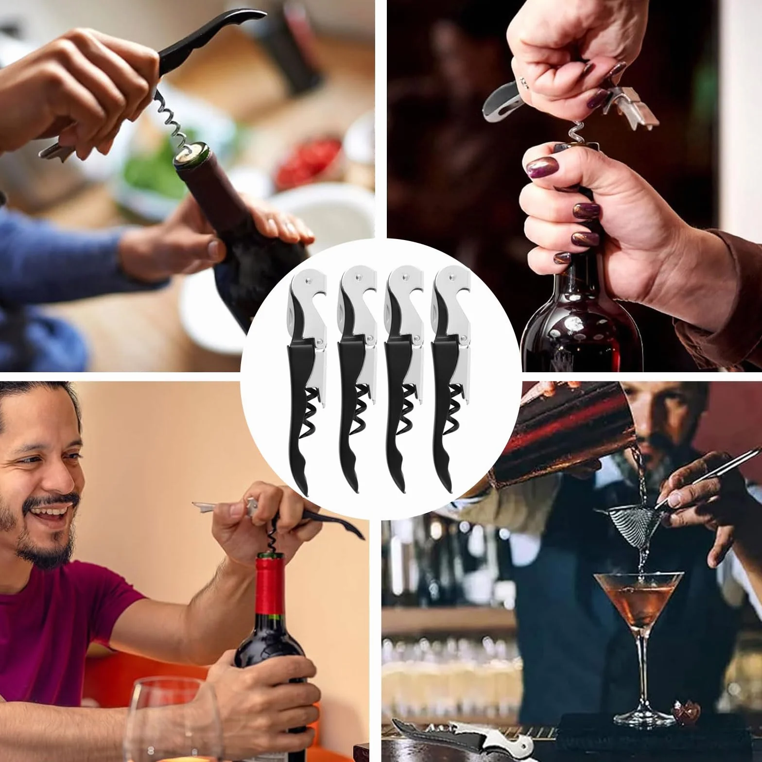 Sacacorchos de acero inoxidable 3 en 1, abridor de vino y cerveza para sommeliers