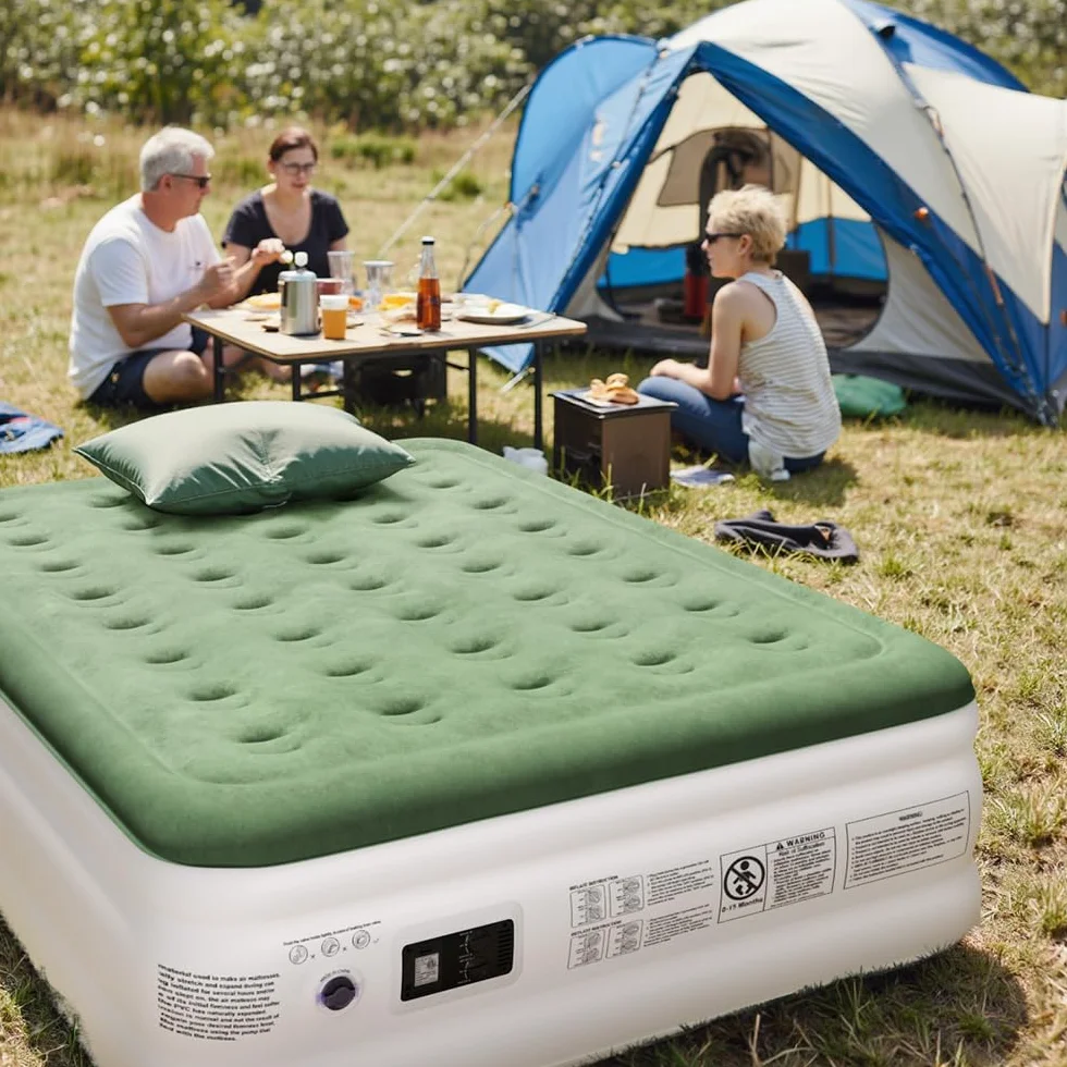 Zearna Colchón Hinchable,Cama Hinchable con Bomba de inflado incorporada Tan Solo 3 Minutos, Invitados o Uso en Casa, 203x152x40cm, Peso máximo:300KG, Cama Matrimonial (Queen 40cm)