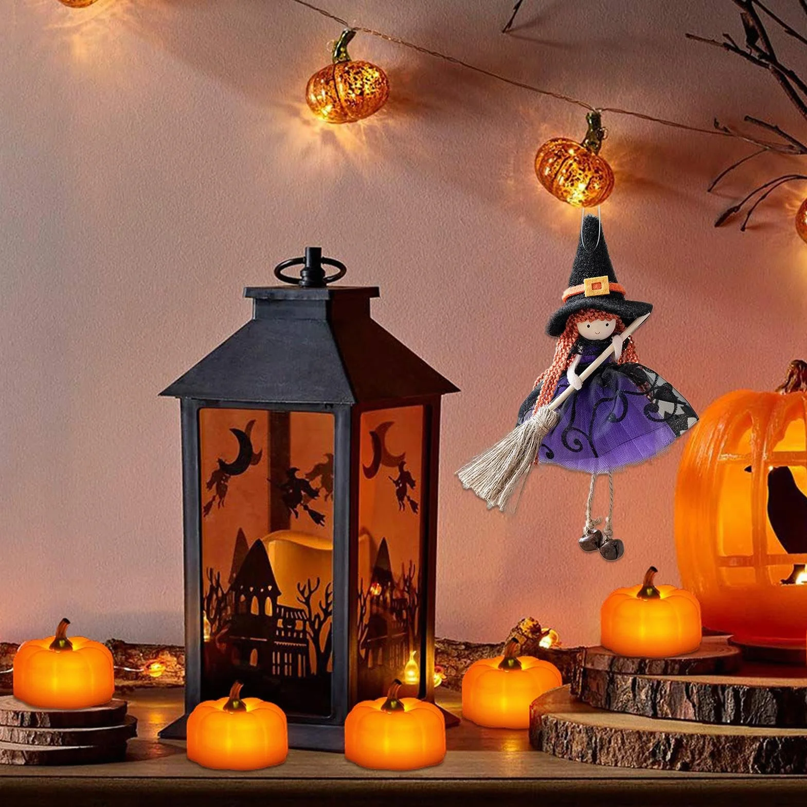 Muñeca de Bruja de Cocina Hecho a Mano Colgante Halloween Figura Coleccionable para Fiestas Decoración Exterior