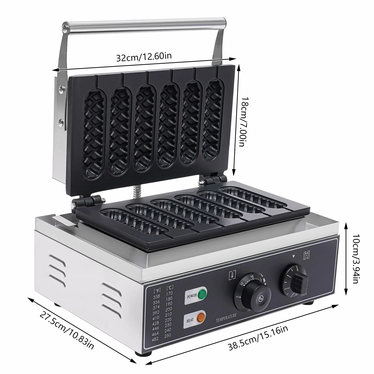 Gofres de acero inoxidable de 1500 W para hacer gofres profesionales para hacer gofres con palo