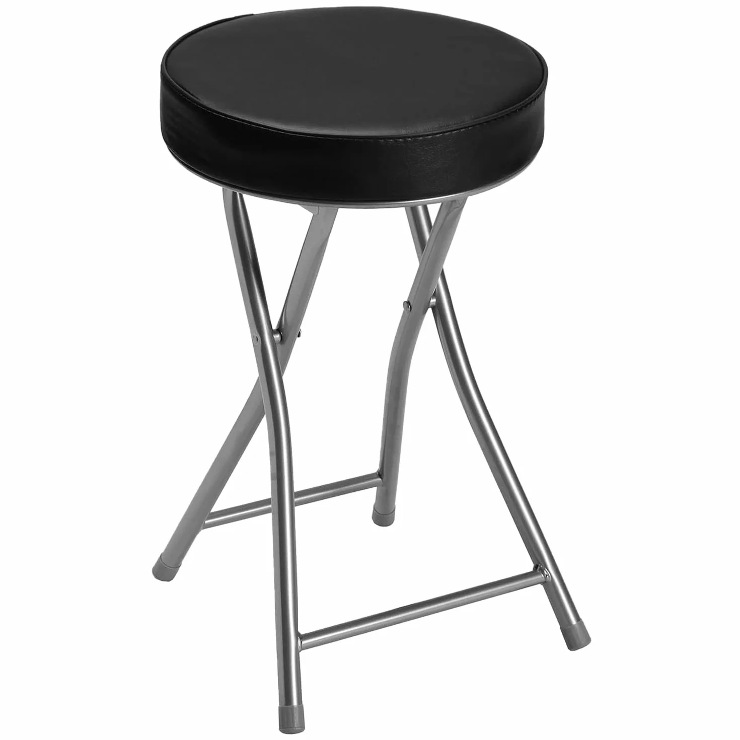 TIENDA EURASIA - Taburete Plegable, Taburete con Asiento Acolchado, Taburete Plegable Cocina, Dormitorio, Baño, Tocador, Taburete Plegable de Facil Almacenaje ø30 x 50 cm / 30 x 7 x 70 cm (Black)